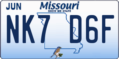 MO license plate NK7D6F