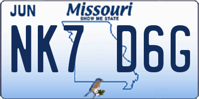 MO license plate NK7D6G