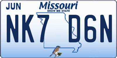 MO license plate NK7D6N