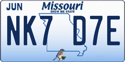 MO license plate NK7D7E
