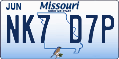 MO license plate NK7D7P