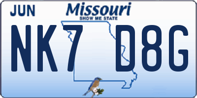 MO license plate NK7D8G