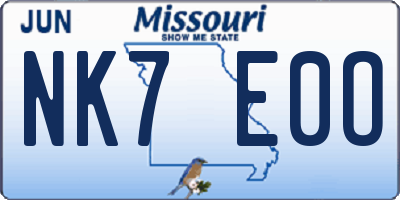 MO license plate NK7E0O