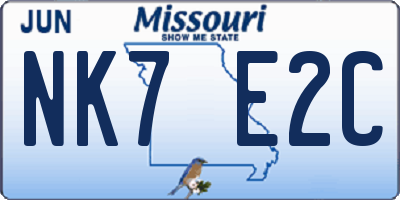 MO license plate NK7E2C