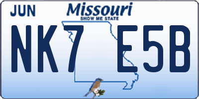 MO license plate NK7E5B