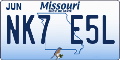 MO license plate NK7E5L