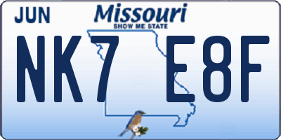 MO license plate NK7E8F