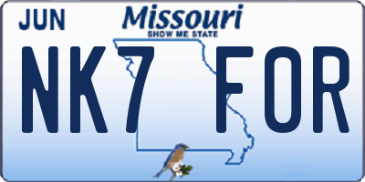 MO license plate NK7F0R