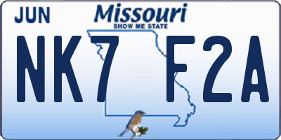 MO license plate NK7F2A