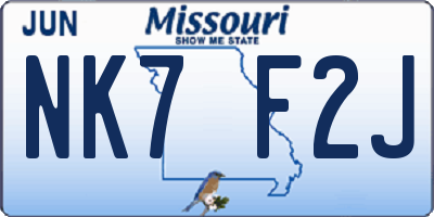 MO license plate NK7F2J