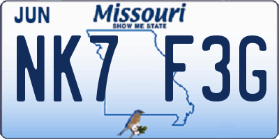 MO license plate NK7F3G