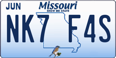 MO license plate NK7F4S