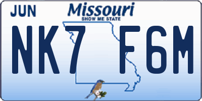 MO license plate NK7F6M