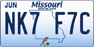 MO license plate NK7F7C