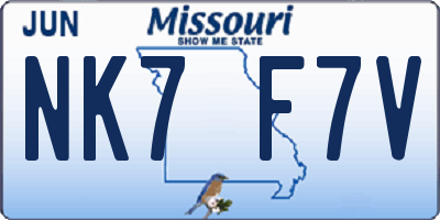 MO license plate NK7F7V