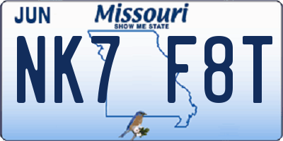 MO license plate NK7F8T