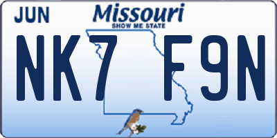 MO license plate NK7F9N