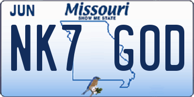 MO license plate NK7G0D