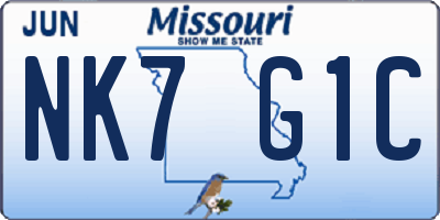 MO license plate NK7G1C