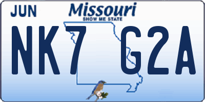 MO license plate NK7G2A