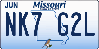 MO license plate NK7G2L