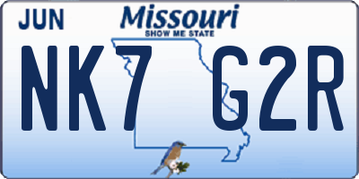 MO license plate NK7G2R