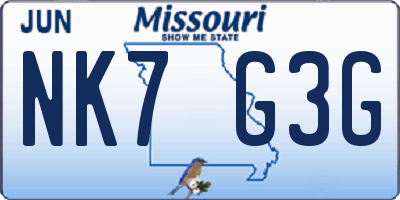 MO license plate NK7G3G