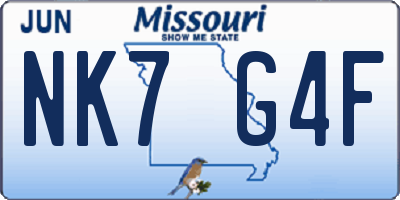 MO license plate NK7G4F