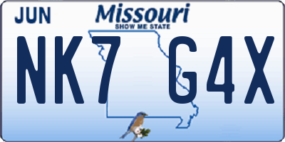 MO license plate NK7G4X