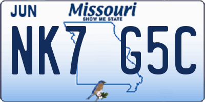 MO license plate NK7G5C