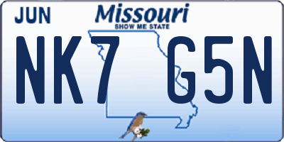 MO license plate NK7G5N