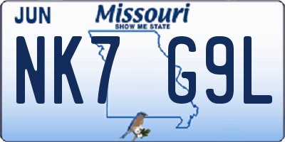 MO license plate NK7G9L