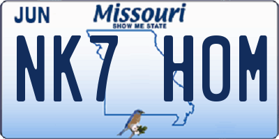 MO license plate NK7H0M