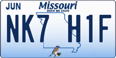 MO license plate NK7H1F