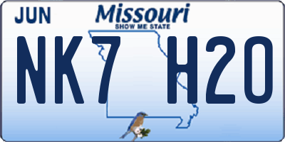 MO license plate NK7H2O
