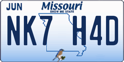 MO license plate NK7H4D