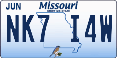 MO license plate NK7I4W