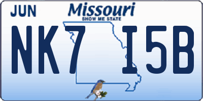 MO license plate NK7I5B