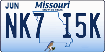 MO license plate NK7I5K