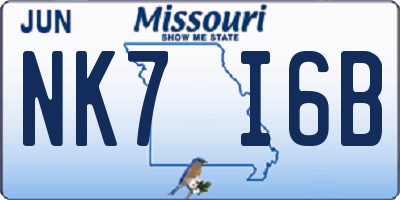 MO license plate NK7I6B