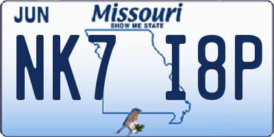 MO license plate NK7I8P