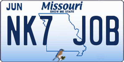 MO license plate NK7J0B