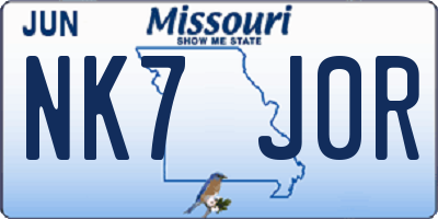 MO license plate NK7J0R