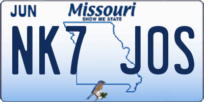 MO license plate NK7J0S