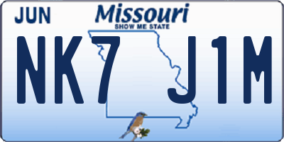 MO license plate NK7J1M