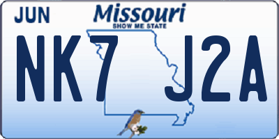 MO license plate NK7J2A