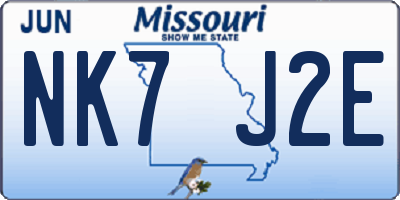 MO license plate NK7J2E