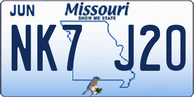 MO license plate NK7J2O