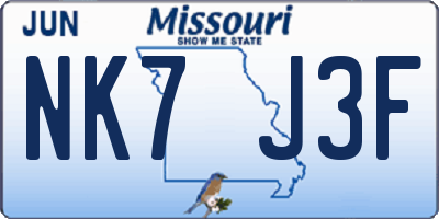 MO license plate NK7J3F