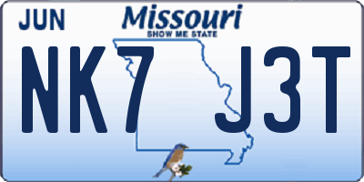 MO license plate NK7J3T